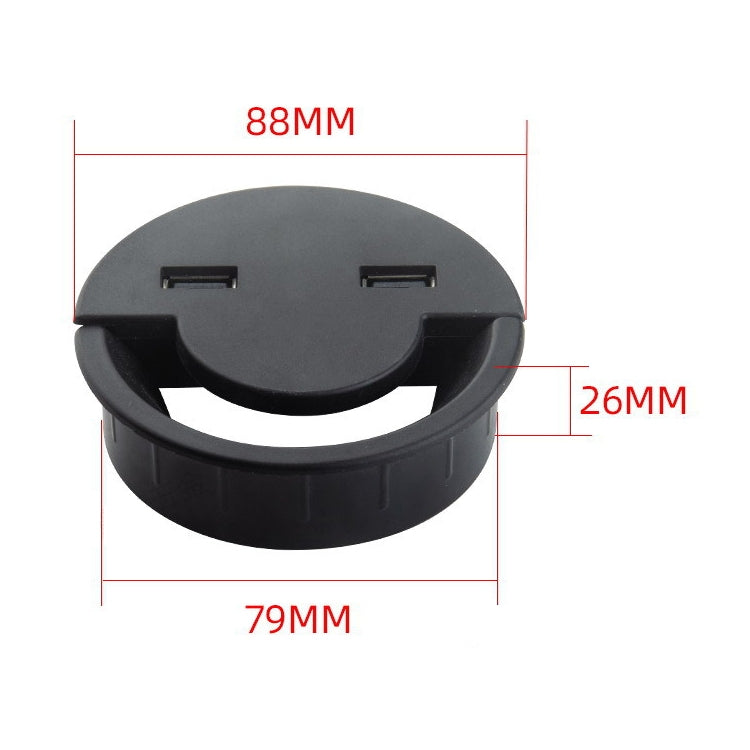 80mm デスクトップ用USBケーブル配線穴カバー 丸型ワインダー ホルダー、80mm