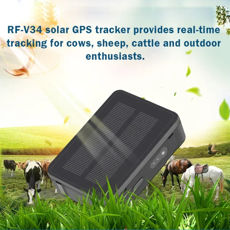 RF-V34 羊 牛 家畜 IP67 防水 ソーラー GSM GPS WiFi トラッキング 固定底板なし、音声監視＆取り外し防止アラーム＆SOS対応、GPS WiFi トラッキング