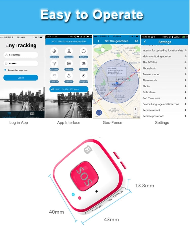 REACHFAR V28 ネックレス型 GSM ミニ LBS WiFi AGPSトラッカー SOSコミュニケーター RF-V28