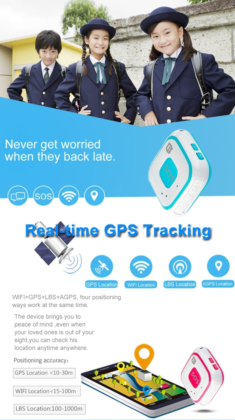 REACHFAR V28 ネックレス型 GSM ミニ LBS WiFi AGPSトラッカー SOSコミュニケーター RF-V28