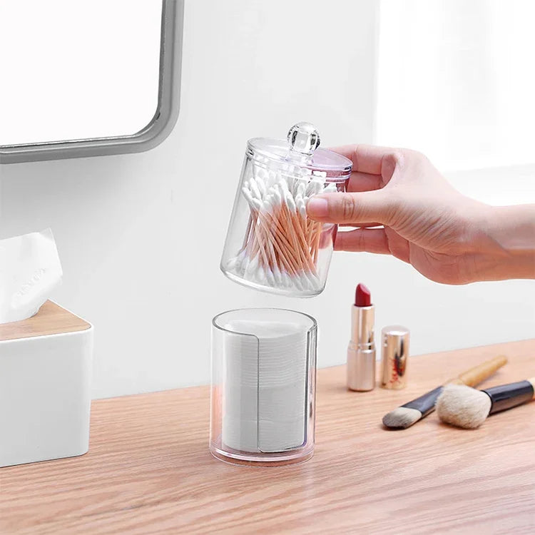 透明高さ調整丸型プラスチック化粧品ボックス 綿パッド収納ボックス 綿パッド用高さ調整ボックス