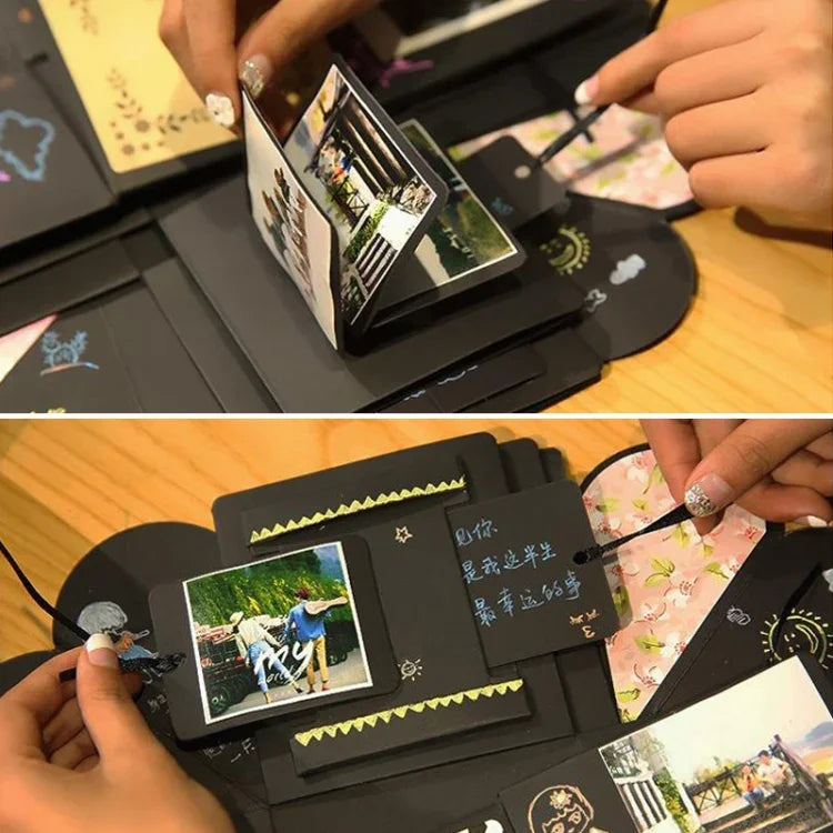 クリエイティブDIY手作りフォトアルバム 記念本 サプライズ爆発ギフトボックス、完成品＋PVC版、手作りフォトアルバム