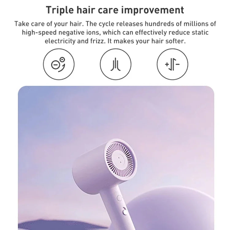 オリジナル Xiaomi Mijia H301 マイナスイオン速乾電気ヘアドライヤー USプラグ H301（グリーン）、H301（パープル）