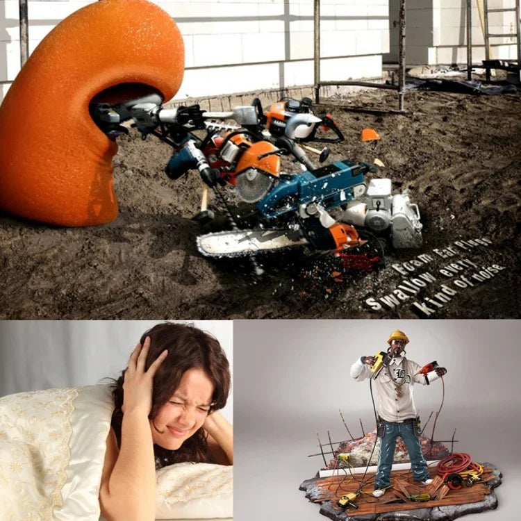 10ペア 無毒オレンジソフトメモリーフォーム素材 睡眠用耳栓