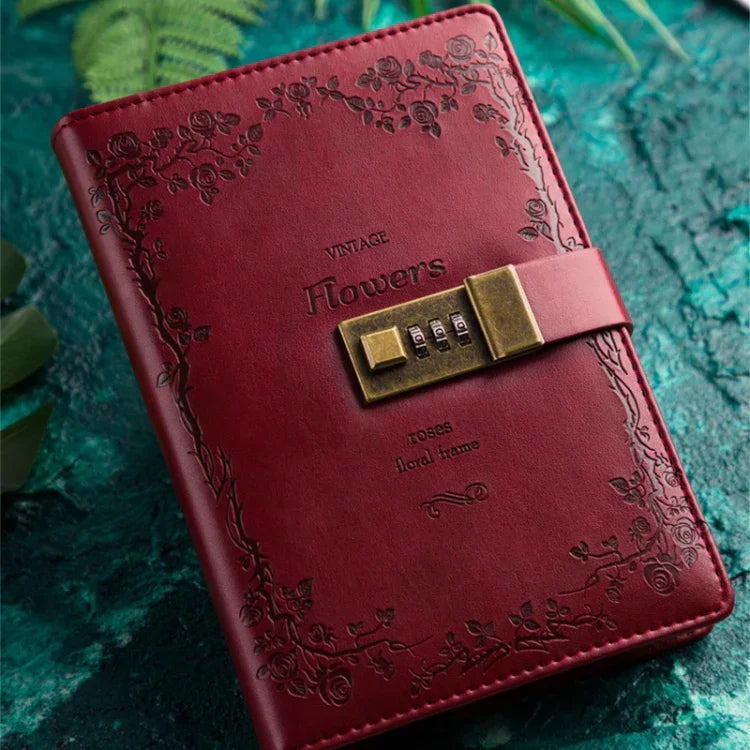 B6 Retro PU Cover Notebook Diary Book with Password Lock