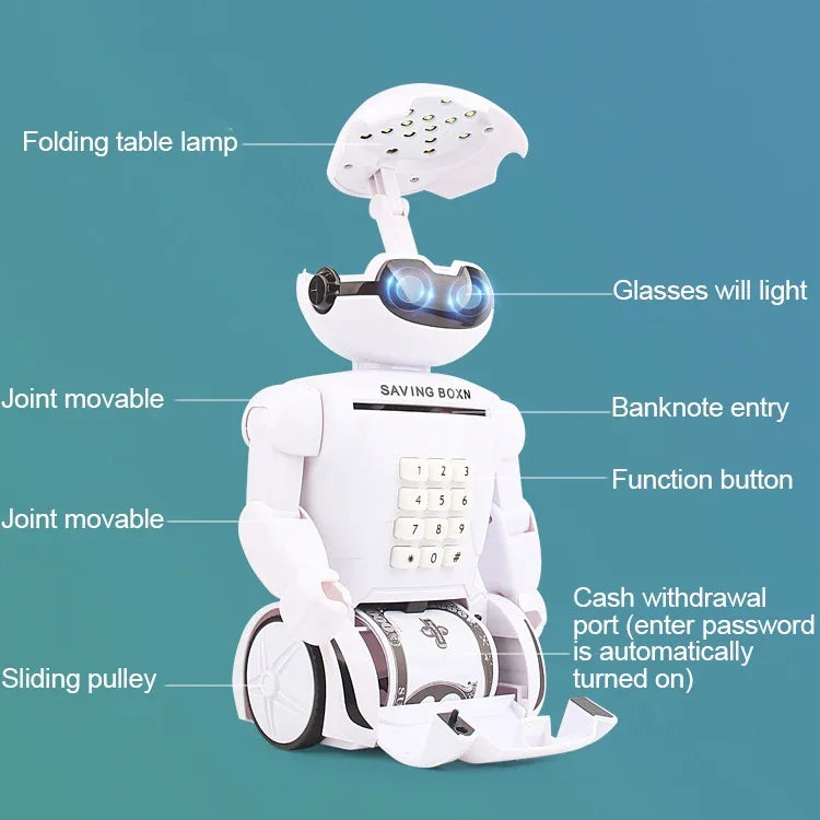 多機能ロボット貯金箱デスクランプコードマネーボックス子供用、ロボットバンク