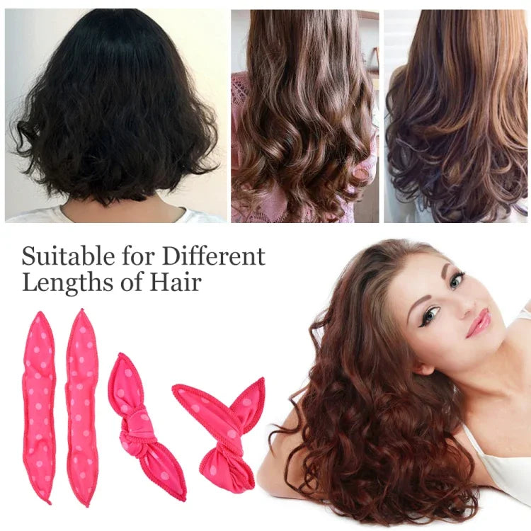 20個入りかわいい波点ヘアカーラー 睡眠用ウサギ耳ヘアロール