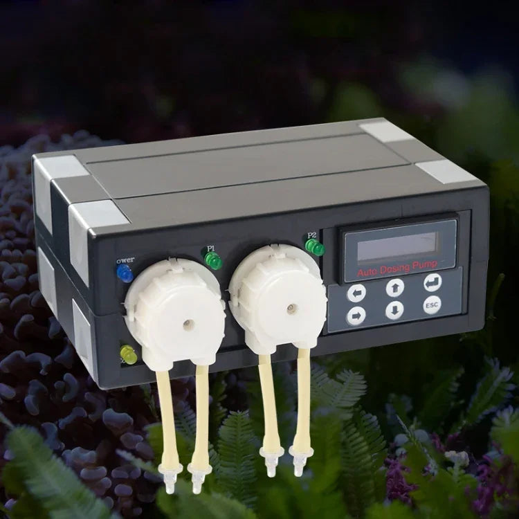 Jebao DP-2 4W 自動投薬ポンプ ペリスタルティックポンプ 2チャンネル投薬 水槽 サンゴ礁 自動フィーダー 液体ディスペンサー、USプラグ、DP-2 4W