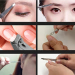 7-in-1 ネイルケアクリッパー ペディキュアマニキュアキット（フラットネイルクリッパー、斜めネイルニッパー、ダブルピック、眉はさみ、眉毛ピンセット、耳かき、両面ネイルファイル）レザーバッグ付き 7-in-1