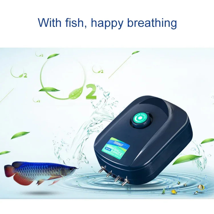 SOBO SB-988 12W 4口調節可能流量静音水槽用エアポンプ 魚水槽用酸素エアポンプ、SOBO SB-988