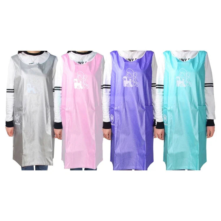 ノースリーブペットエプロン ビューティーガウン ペットグルーミング美容師用スモック 防水服 ペットショップエプロン, M, 長さ: 93cm, サイズ:M 色:シルバー