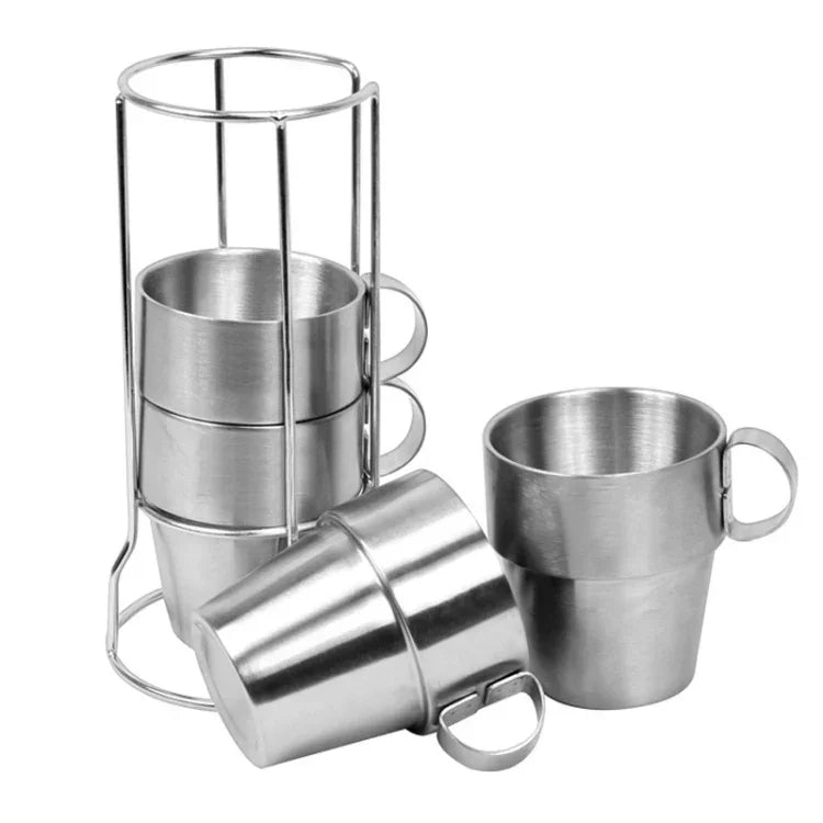 アウトドアポータブルピクニックカップ4点セット ステンレス製飲用マグ アンチホットティーコーヒーカップ コーヒーカップ