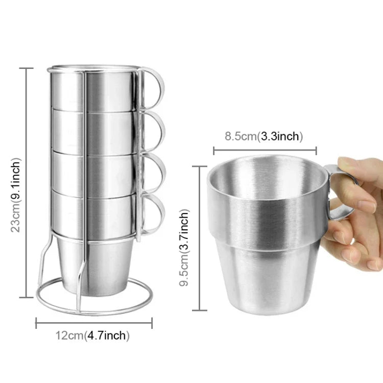 アウトドアポータブルピクニックカップ4点セット ステンレス製飲用マグ アンチホットティーコーヒーカップ コーヒーカップ