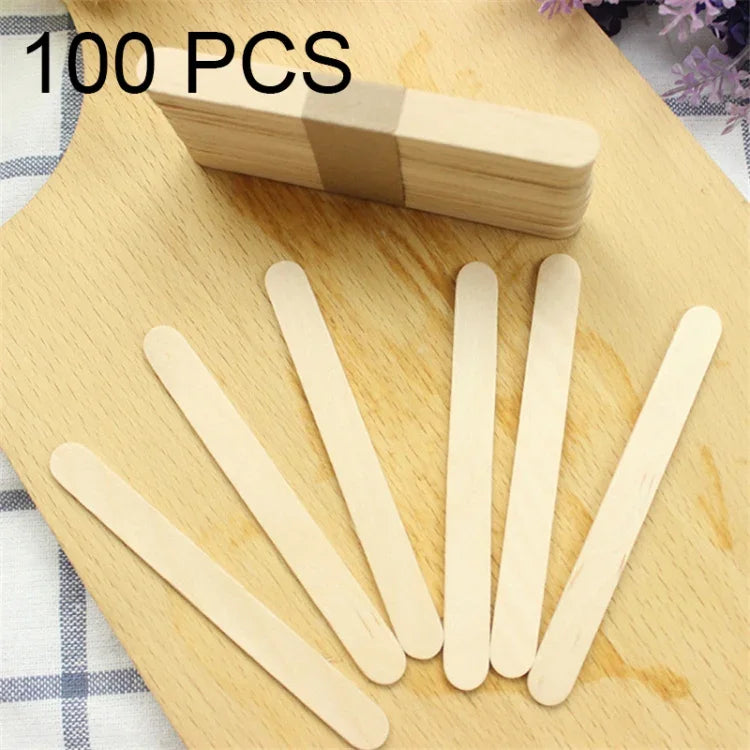 100本 15cm 木製スパチュラ ワックス拭き取りツール アイスクリームバー用スティック、ワックス拭き取りツール