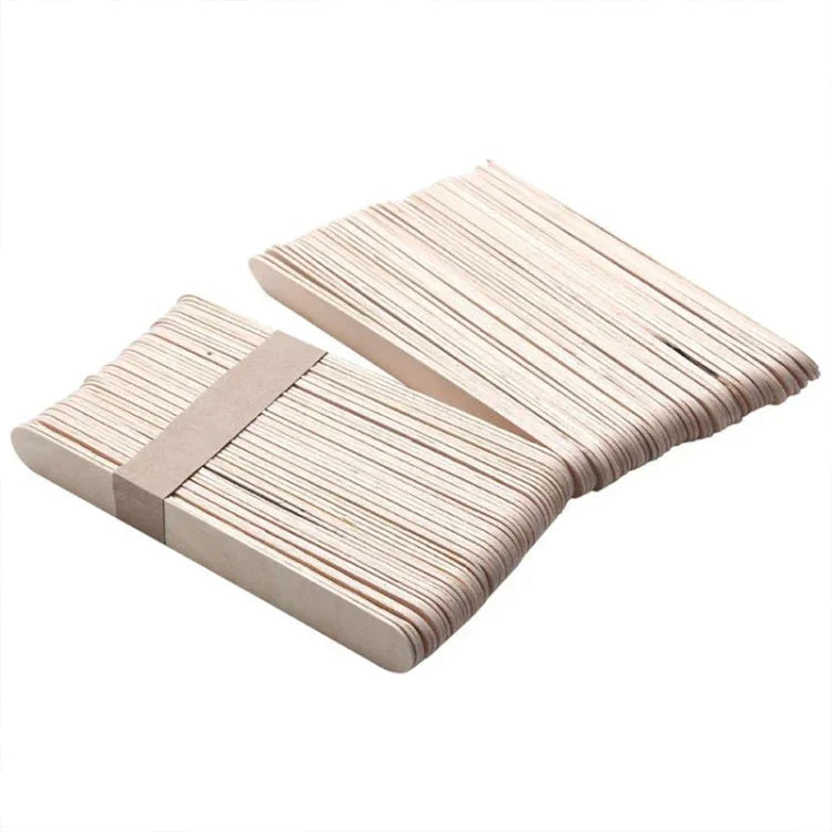 100本 15cm 木製スパチュラ ワックス拭き取りツール アイスクリームバー用スティック、ワックス拭き取りツール