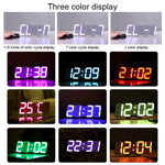 モダン3D LED音声制御カラフルデジタル目覚まし時計 明るさ調整可能 電子壁掛け発光時計 リモコン付き 9001ブラック、9001ホワイト