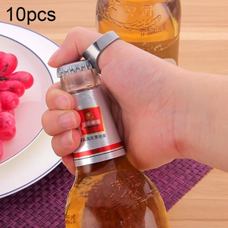 10個セット リングスタイル金属製ビール瓶＆缶オープナー 内径：2.2cm、10個セットリングスタイル