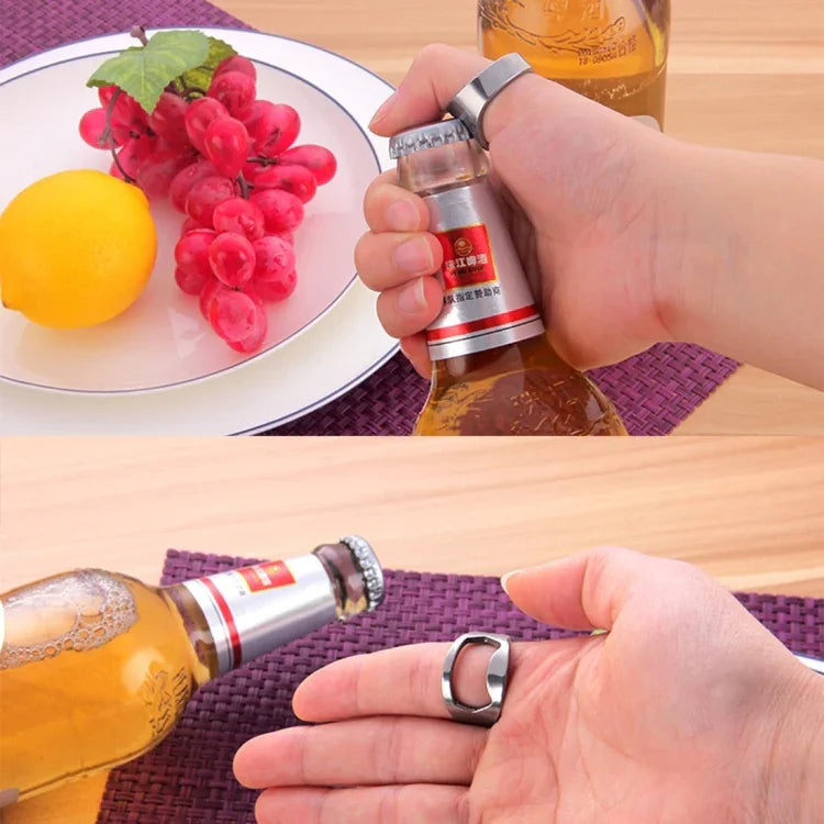 10個セット リングスタイル金属製ビール瓶＆缶オープナー 内径：2.2cm、10個セットリングスタイル
