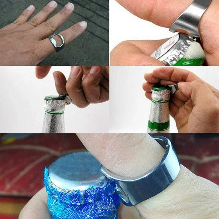 10個セット リングスタイル金属製ビール瓶＆缶オープナー 内径：2.2cm、10個セットリングスタイル