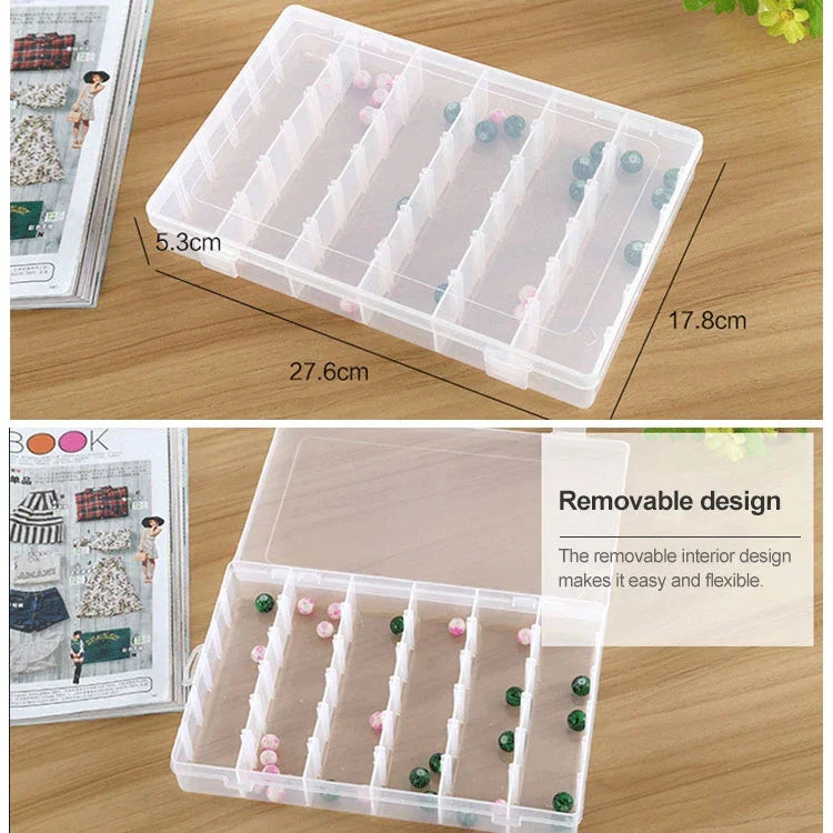 プラスチックオーガナイザー収納ボックス 取り外し可能グリッド仕切り ジュエリー イヤリング 釣り針 小物用、大サイズ、36スロット、36スロット