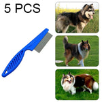 5個セット ペット用猫犬用品 コーム 細歯 ステンレス製ニードルノミ除去コーム、長さ: 14cm、ブルー、長さ: 14cm、パープル、長さ: 14cm、ホワイト