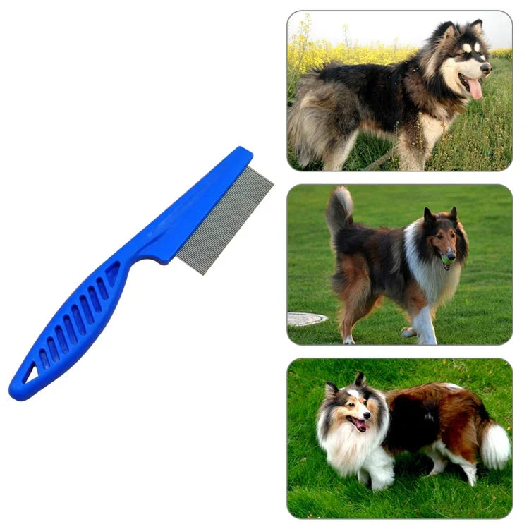 5個セット ペット用猫犬用品 コーム 細歯 ステンレス製ニードルノミ除去コーム、長さ: 14cm、ブルー、長さ: 14cm、パープル、長さ: 14cm、ホワイト