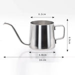 長細ノズル 304ステンレス製 ハンドドリップコーヒーポット 吊り耳付き、250ML