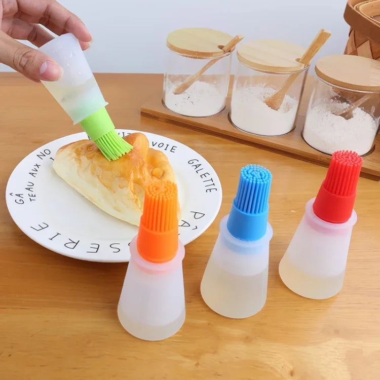 キッチン用シリコンオイルブラシ グリルブラシ オイルボトル ランダムカラー配送 11.5x5cm