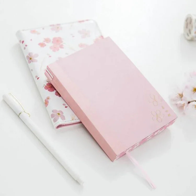 クリエイティブノートブック 桜柄PUハンドブックスーツギフトノート 学校オフィス用品、ランダムカラー配送、PUハンドブック