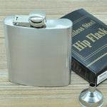 196mL (7oz) アウトドアスポーツ便利ホームトラベル野外ステンレス製携帯用ヒップフラスク（小さなじょうご付き）(シルバー 196mL (7oz)), 196mL (7oz)
