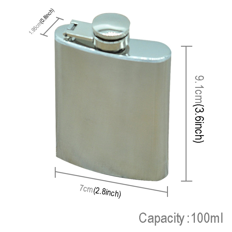 100ml(3.5oz) ポケットフラゴン アウトドアスポーツ フラットリカー フラスク キャンプ 超軽量 携帯用 耐摩耗 ワインポット（シルバー） 100ml(3.5oz)