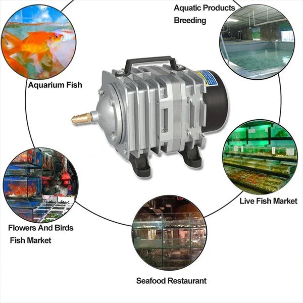 ACO-012 320W 143L/分 電磁式エアポンプ コンプレッサー 水産魚槽用 酸素供給エアフロー分配器、USプラグ、ACO-012