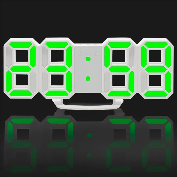 多機能大型3D LEDデジタル壁掛け目覚まし時計 スヌーズ機能付き 12/24時間表示 家庭用・キッチン・オフィス用 DC 5V CE認証 ホワイトボディ緑文字、ホワイトボディ青文字、ホワイトボディ赤文字