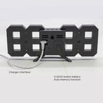 多機能大型3D LEDデジタル壁掛けアラームクロック、スヌーズ機能付き、12/24時間表示、家庭用・キッチン・オフィス用、DC 5V、CE認証、黒ボディ緑文字、黒ボディ青文字、黒ボディ白文字