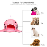 室内用ペット犬子犬猫用暖かいハウスシャークスペット用寝床巣、Mサイズ：50x50x48cm