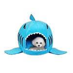 室内用ペット犬子犬猫用暖かいハウスシャークスペット用寝床巣、Mサイズ：50x50x48cm