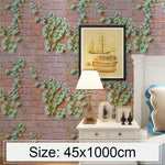 クリエイティブ3Dパルテノシッサス石レンガ装飾壁紙ステッカー 寝室リビングルーム壁 防水壁紙ロール、サイズ：45 x 1000cm、3Dパルテノシッサス