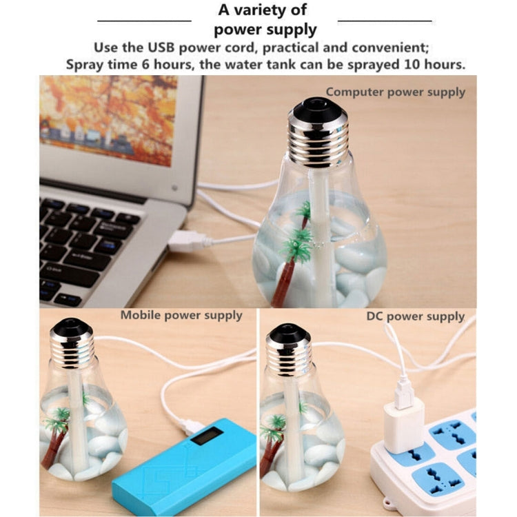 400ML カラフルライト ポータブル電球型アロマ空気清浄加湿器 家庭用/オフィス用/車用