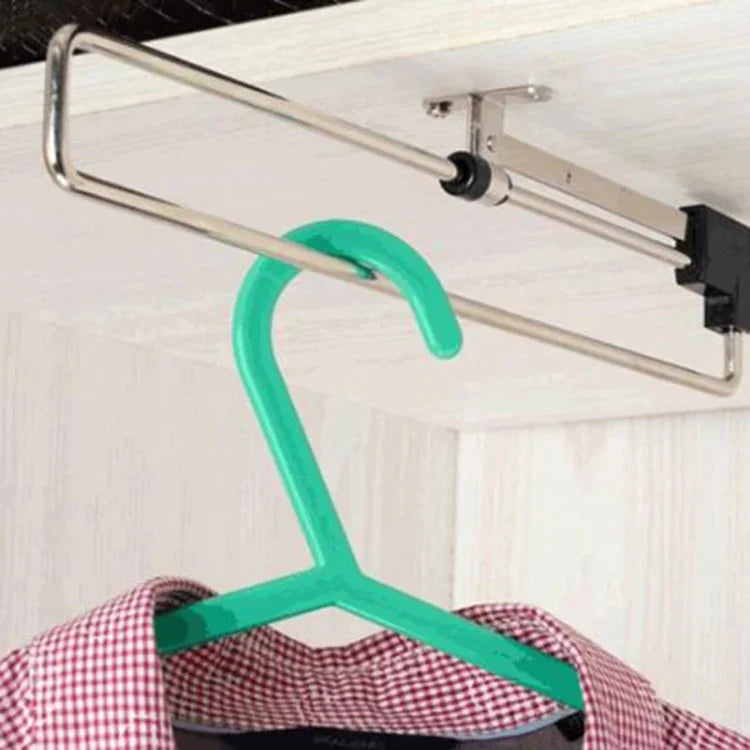 伸縮レール引き出し式ワードローブ衣類ハンガー（35cm）、35cm