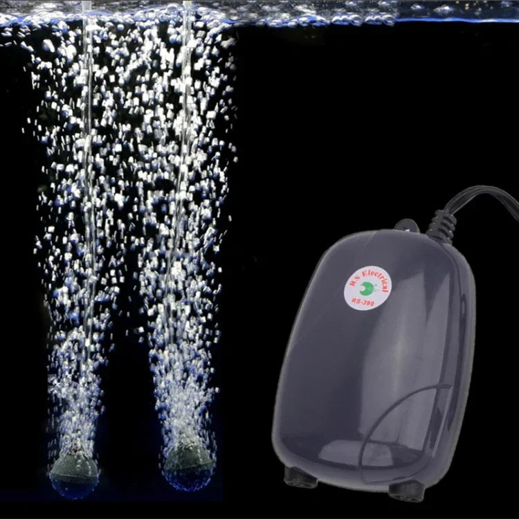 RS-390 220V 5W ダブルアウトレット調節可能流量静音水槽エアポンプ 魚タンク酸素エアポンプ、5W