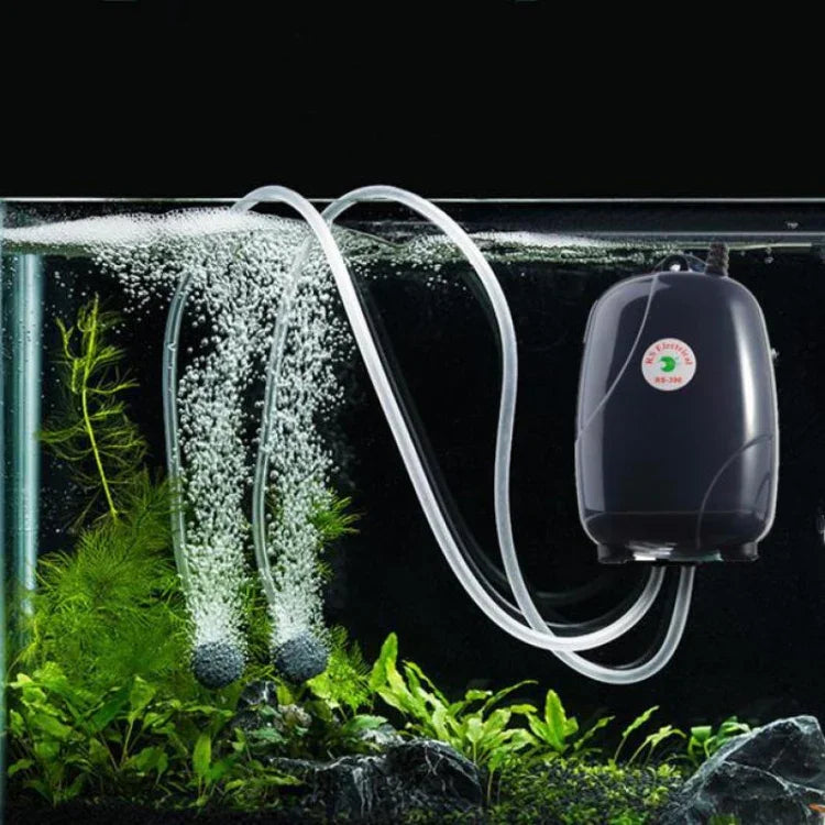 RS-390 220V 5W ダブルアウトレット調節可能流量静音水槽エアポンプ 魚タンク酸素エアポンプ、5W