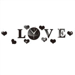 クリエイティブLOVE時計 アクリルミラーDIY壁ステッカー LOVE時計アクリルミラー（ブラック）、LOVE時計アクリルミラー（ゴールド）、LOVE時計アクリルミラー（シルバー）
