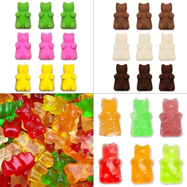 2個セット 50穴 小さなクマ型チョコレートトレイ シリコンモールド クッキーモールド キャンディモールド ランダムカラー配送 サイズ：19*13.7*1cm、50グリッド