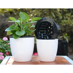 自動給水式ハイドロポニック鉢 植物用円形樹脂プラスチック鉢 ダブルレイヤーデザイン 直径: 13cm 高さ: 13.7cm