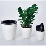 自動給水式ハイドロポニック鉢 植物用円形樹脂プラスチック鉢 ダブルレイヤーデザイン 直径: 13cm 高さ: 13.7cm