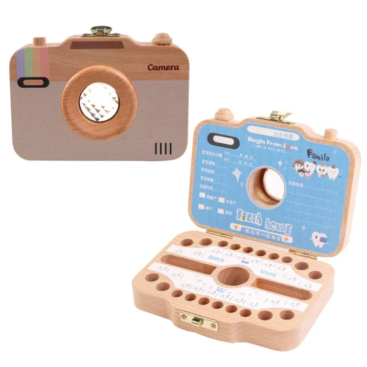 クリエイティブ木製子供用カメラ 落葉歯保存ボックス 赤ちゃんの歯収納ボックス、HC2455A、HC2455B、HC2455C、HC2455D