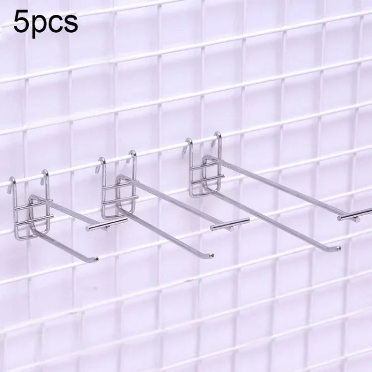 5個セット 5.8mm スーパーマーケット用アイアングリッド棚 ダブルフック、長さ: 15cm、5.8mm 15cm