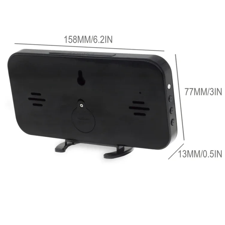 Multifunction Creative Mirror Reflective LED Display Alarm Clock with Snooze Function & 2 USB Charge Port