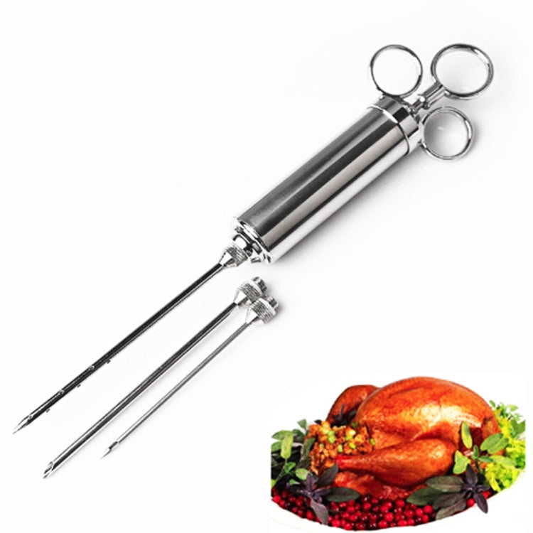 60mlステンレス製注射器 二重針 調味料用 七面鳥肉注入器 調理用具 ステンレス製マリネ注入器