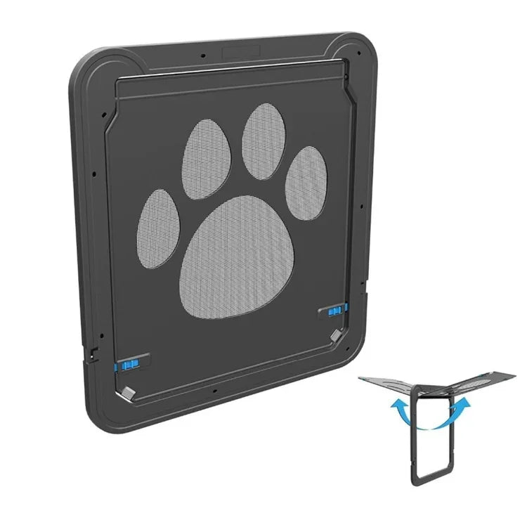 ペット足跡柄 犬用自動ロック/ロック可能ゲート 猫用安全フラップ窓 ペット用スクリーンドア, サイズ: 42x37cm, 42x37cm